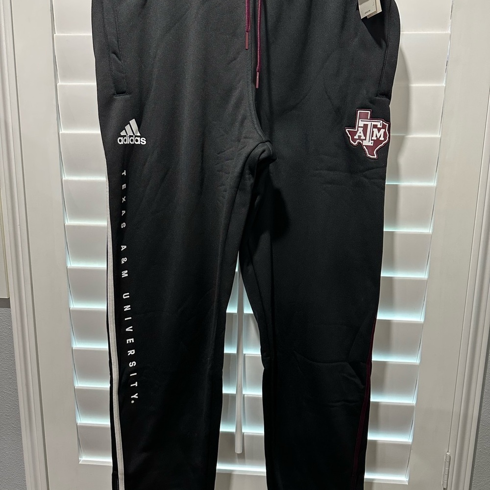 Adidas Black Sweatpants with Texas A&M Logo